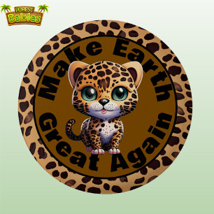 Leopard, Make Earth Great Again Cute Environmental 3 Cm Round Badge