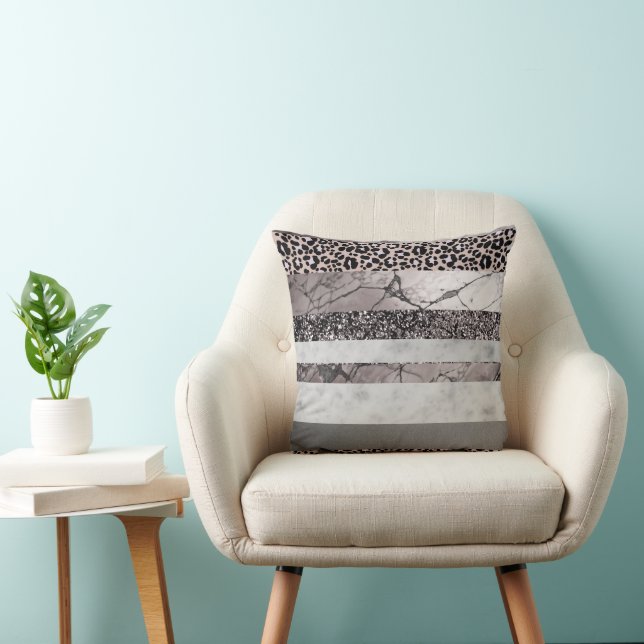 Leopard Marble Glitter Stripes Glam 1 Cushion (Chair)