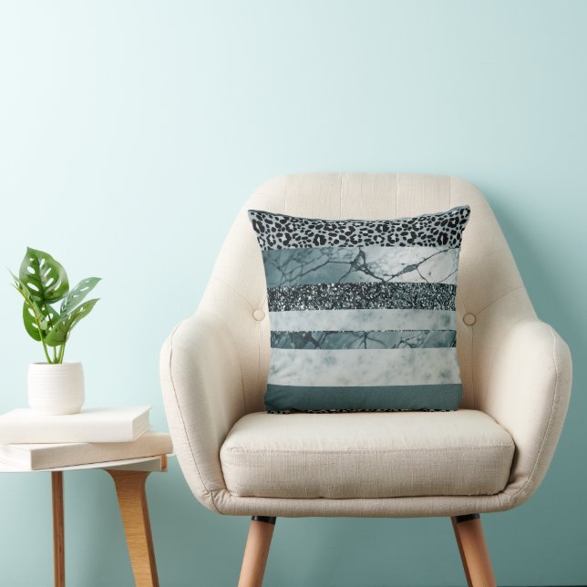 Leopard Marble Glitter Stripes Glam 2 Cushion (Chair)