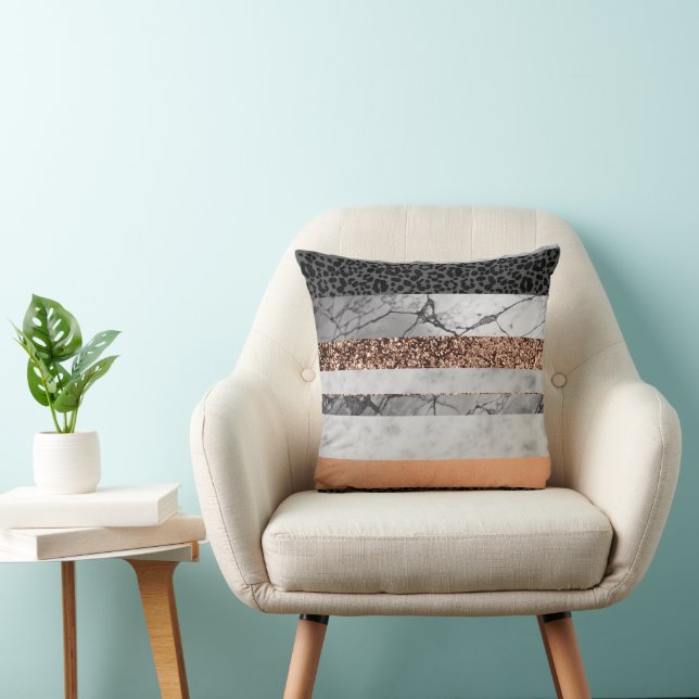 Leopard Marble Glitter Stripes Glam 3 Cushion (Chair)
