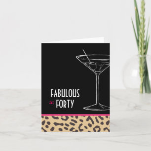 leopard martini birthday card