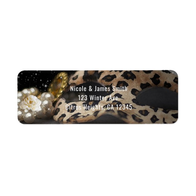 Leopard Masquerade Mask & Pearls Party Invitation (Front)