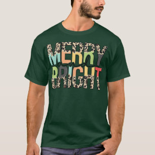 Leopard Merry And Bright Holiday Season Christmas  T-Shirt