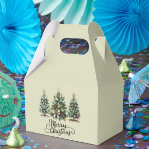 Leopard Merry Christmas Tree Coquette Bow Xmas Favour Box