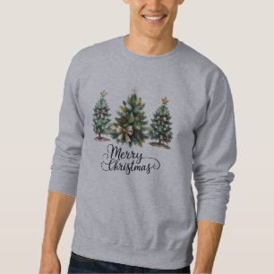 Leopard Merry Christmas Tree Coquette Bow Xmas Sweatshirt