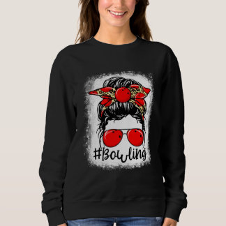 Leopard Messy Bun Mom Mother s Day Bowling Mommy Sweatshirt