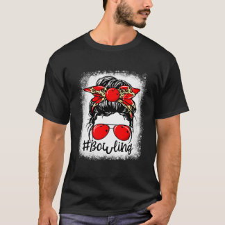 Leopard Messy Bun Mom Mother s Day Bowling Mommy T-Shirt