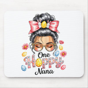 Leopard Messy Bun One Hoppy Nana Bunny Happy Easte Mouse Pad