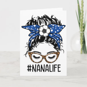 Leopard Messy Bun Soccer Nana Game Day Mother's Da Card