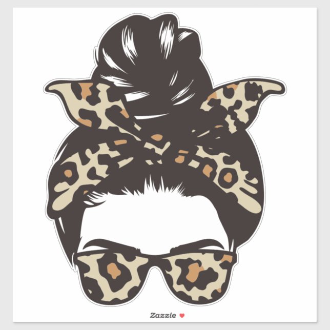 Leopard Messy Bun Sticker – Animal Print Sunglasse (Sheet)
