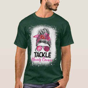 Leopard Messy Bun Tackle Breast Cancer Awareness P T-Shirt