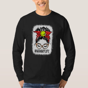 Leopard Messy Bun Tennis Nanny Life Game Day Mothe T-Shirt