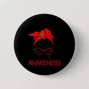 Leopard Messy Hair Bun Stroke Awareness Survivor W 6 Cm Round Badge