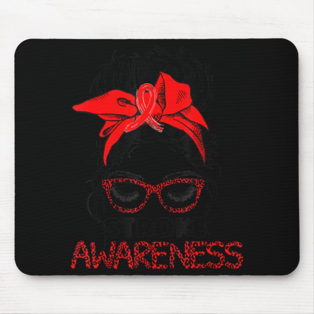 Leopard Messy Hair Bun Stroke Awareness Survivor W Mouse Pad (Front)