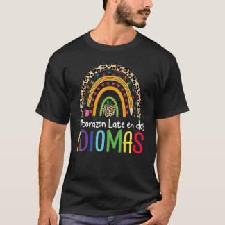 Leopard Mi Corazon late en dos idiomas Bilingual t T-Shirt