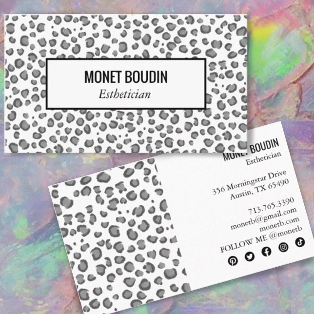 Leopard Modern Animal Print Social Media Icons Business Card (Creator Uploaded)