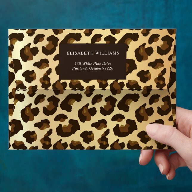 Leopard Modern Birthday Personalised Envelope (Hand)
