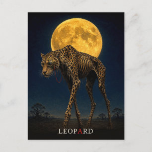 Leopard Monocle gothic Surreal Postcard
