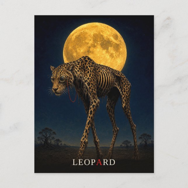 Leopard Monocle gothic Surreal Postcard (Front)