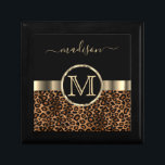 Leopard Monogram / Name | Black and Brown Gift Box<br><div class="desc">Keepsake Gift Box ready for you to personalise. Great for a birthday, wedding party or any special occasion. ✔NOTE: ONLY CHANGE THE TEMPLATE AREAS NEEDED! 😀 If needed, you can remove the text and start fresh adding whatever text and font you like. 📌If you need further customisation, please click the...</div>