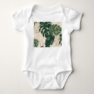 Leopard Monstera: Jungle Print Vintage. Baby Bodysuit