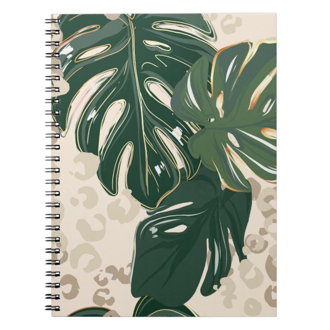 Leopard Monstera: Jungle Print Vintage. Notebook (Front)