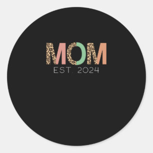 Leopard Mum Est 2024 Mothers Day Mum 2024 Leopard Classic Round Sticker