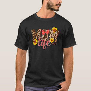 Leopard Mum Life Sunflower Women Mother's Day T-Shirt