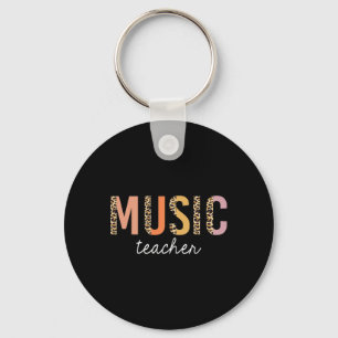 Leopard Music Teacher Cute Back to School Supplies Key Ring