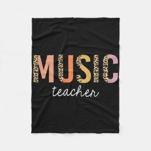 Leopard Music Teacher Cute Ck To School Supplies W Fleece Blanket