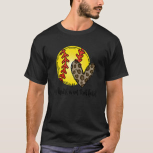 Leopard My Heart Is On That Field Softball Game Da T-Shirt