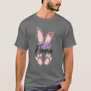 Leopard Nana Bunny Blessed Nana Happy Easter Day T-Shirt
