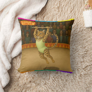 Leopard on a trapeze Cushion