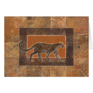 Leopard on Orange and Brown Background