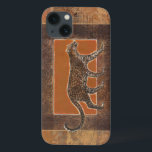 Leopard on Orange and Brown Background iPhone 13 Case<br><div class="desc">Norman Wyatt has an amazing collection of art capturing the beauty of animals. The background is Africa-themed,  with sharp oranges and browns and the drawing of a leopard on top of it blends perfectly with it. Enjoy nature's finest with this image today.</div>