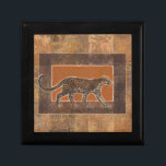 Leopard on Orange and Brown Background Gift Box<br><div class="desc">Norman Wyatt has an amazing collection of art capturing the beauty of animals. The background is Africa-themed,  with sharp oranges and browns and the drawing of a leopard on top of it blends perfectly with it. Enjoy nature's finest with this image today.</div>