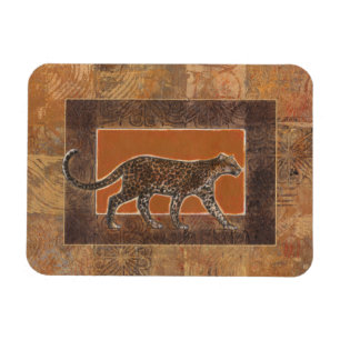 Leopard on Orange and Brown Background Magnet