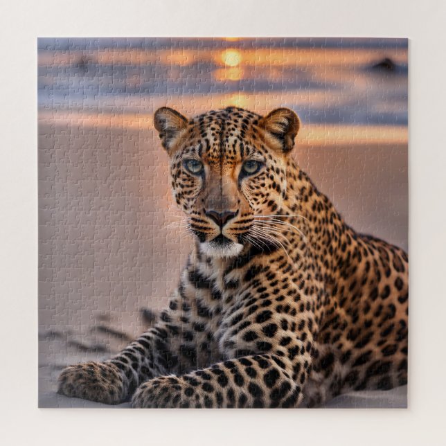 Leopard on the beach jigsaw puzzle (Vertical)