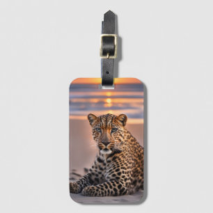 Leopard on the beach luggage tag