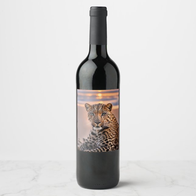 Leopard on the beach wine label (Front)