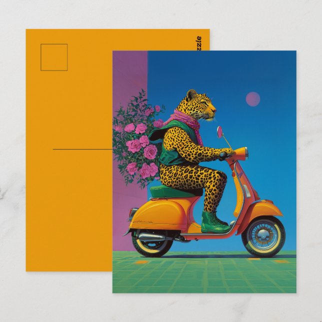 Leopard on Wheels: A Stylish Ride, Postcard (Front/Back)