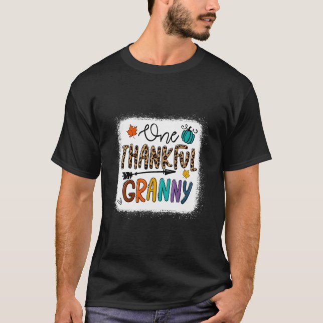Leopard One Thankful Granny Blessed Granny Fall Th T-Shirt (Front)