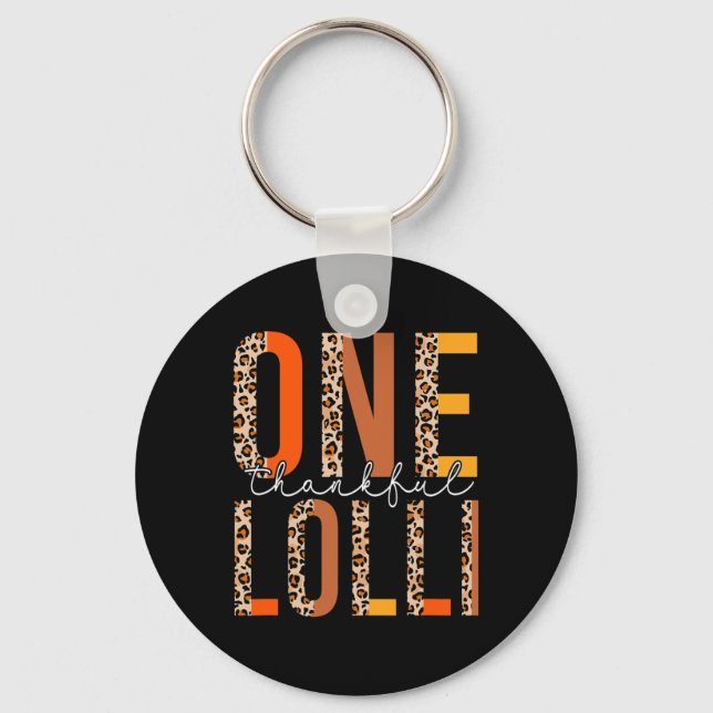 Leopard One Thankful Lolli Fall Vibes Thanksgiving Key Ring (Front)