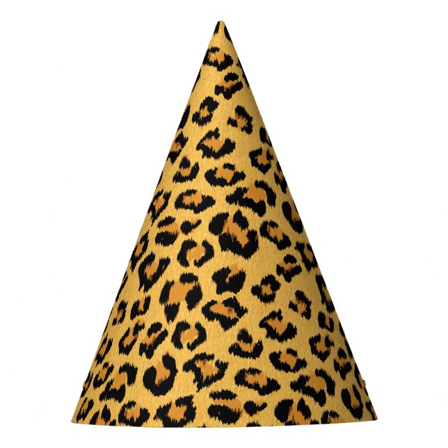 Leopard or Jaguar Wild Safari Animal Fur Print Party Hat (Front)