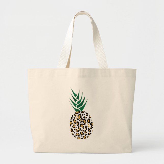 Leopard or Pineapple? Funny illusion picture Large Tote Bag (Front)