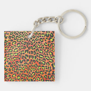 Leopard Orange and Yellow Print Key Ring