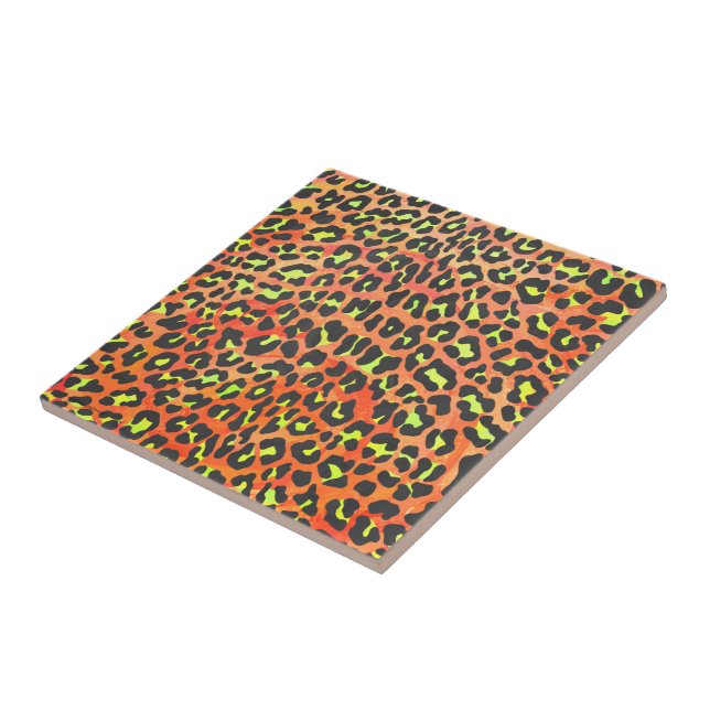 Leopard Orange and Yellow Print Tile (Side)