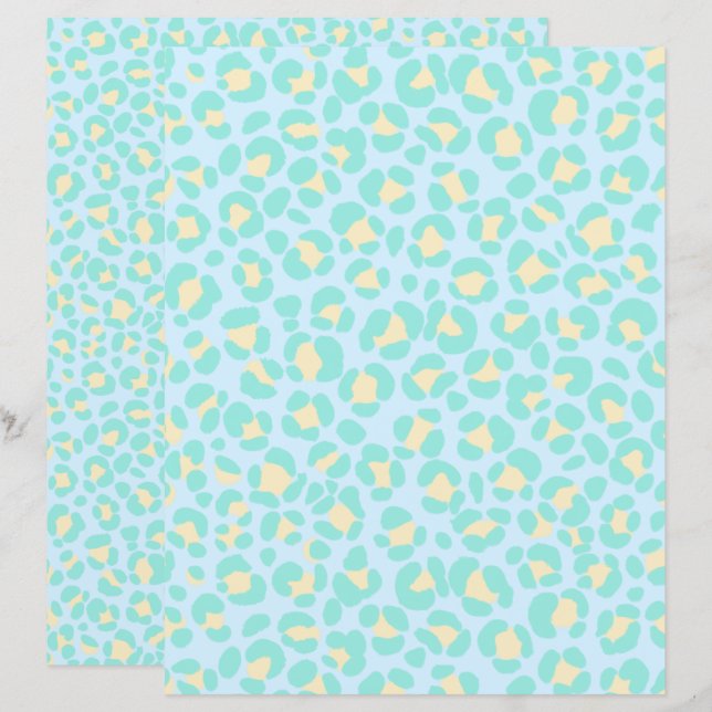 Leopard Pastel Blue Teal Yellow (Front/Back)