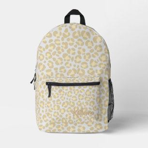 Leopard Pastel Grey Sage Yellow Printed Backpack