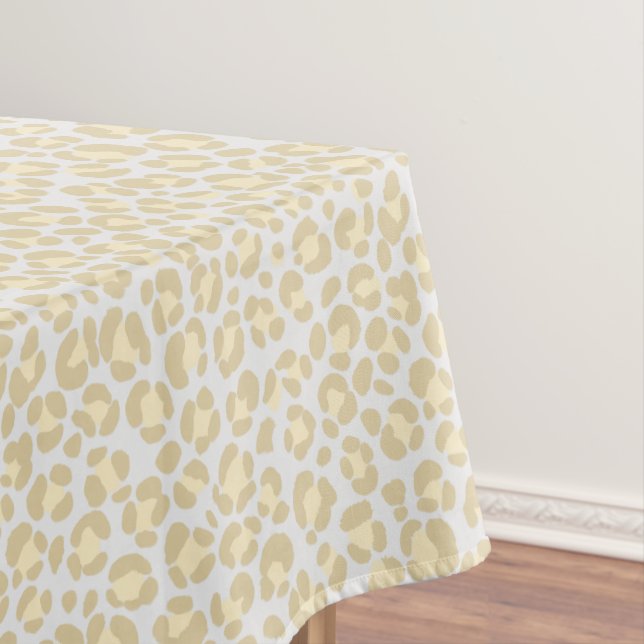Leopard Pastel Grey Sage Yellow Tablecloth (In Situ)